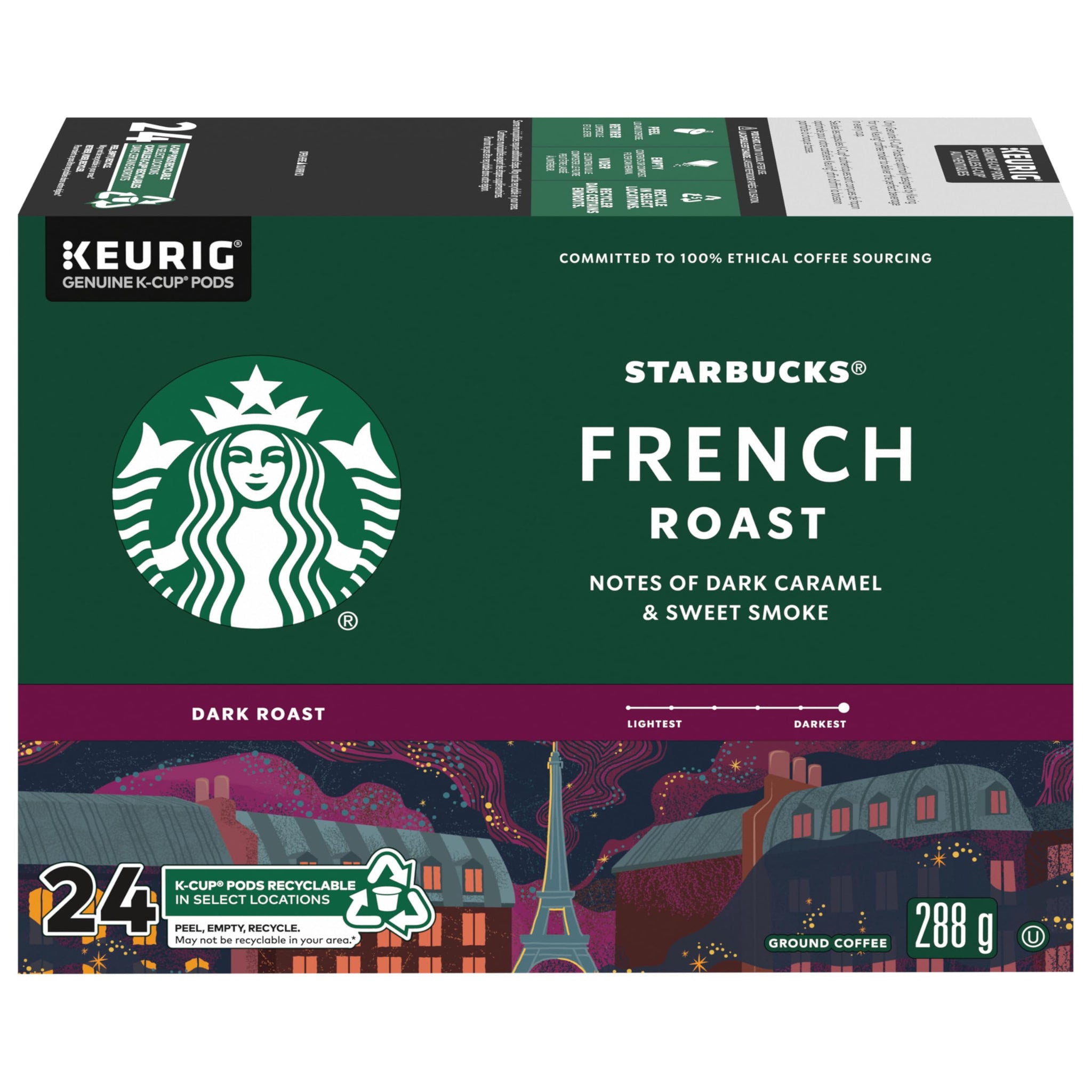 Starbucks French Roast, Dark Roast Coffee, Single Serve Keurig K-Cup Pods, 24 Capsules