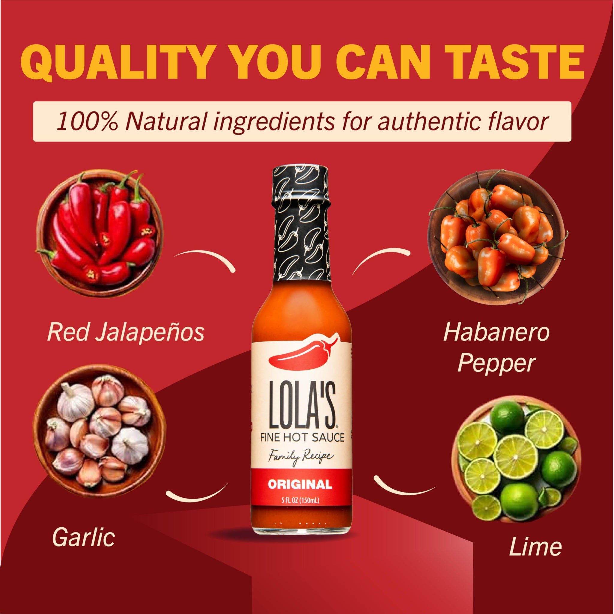 Lola's Fine Hot Sauce 6-Pack Gift Set, Includes Lola's Hot Sauce Original, Green Jalapeño, Ghost Pepper, Trinidad Scorpion, Mango Scotch Bonnet