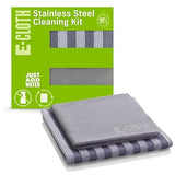 E-Cloth Stainless Steel Microfiber Cleaning Cloth Kit - Stainless Steel Cleaner for Appliances, Oven, Stove, & More - Microfiber Towels for Cars