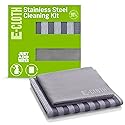 E-Cloth Stainless Steel Microfiber Cleaning Cloth Kit - Stainless Steel Cleaner for Appliances, Oven, Stove, & More - Microfiber Towels for Cars