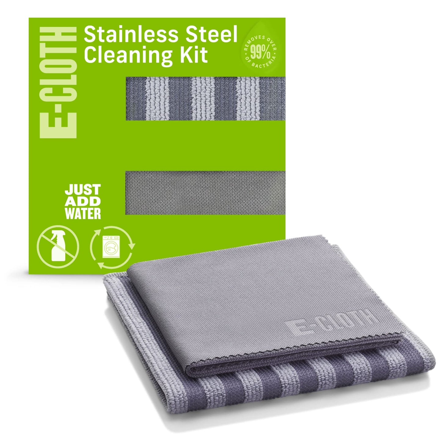 E-Cloth Stainless Steel Microfiber Cleaning Cloth Kit - Stainless Steel Cleaner for Appliances, Oven, Stove, & More - Microfiber Towels for Cars