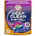 ARM & HAMMER Deep Clean Odor Formula Laundry Detergent Power Paks, Radiant Burst Scent, 32 Count, 32 Loads