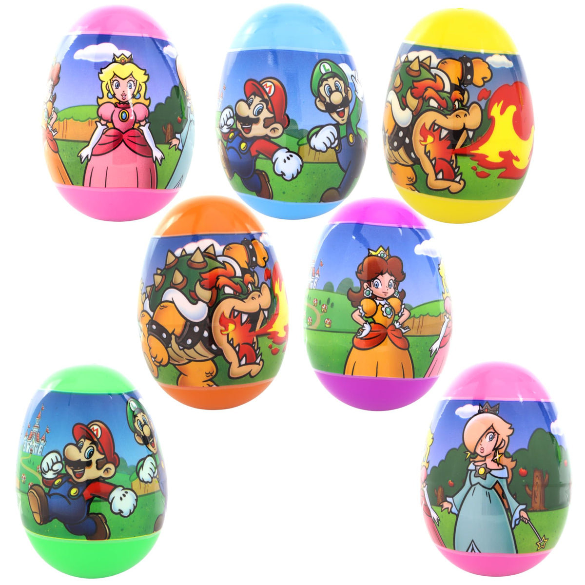 Super Mario Candy Filled Easter Eggs, Assorted Fruit Chews Inside, Perfect for Hunts or Basket Stuffers, 12 Total