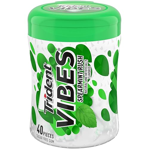 Trident Vibes Sugar Free Gum, Spearmint Rush Flavor, 1 Go-Cup (40 Pieces Total)
