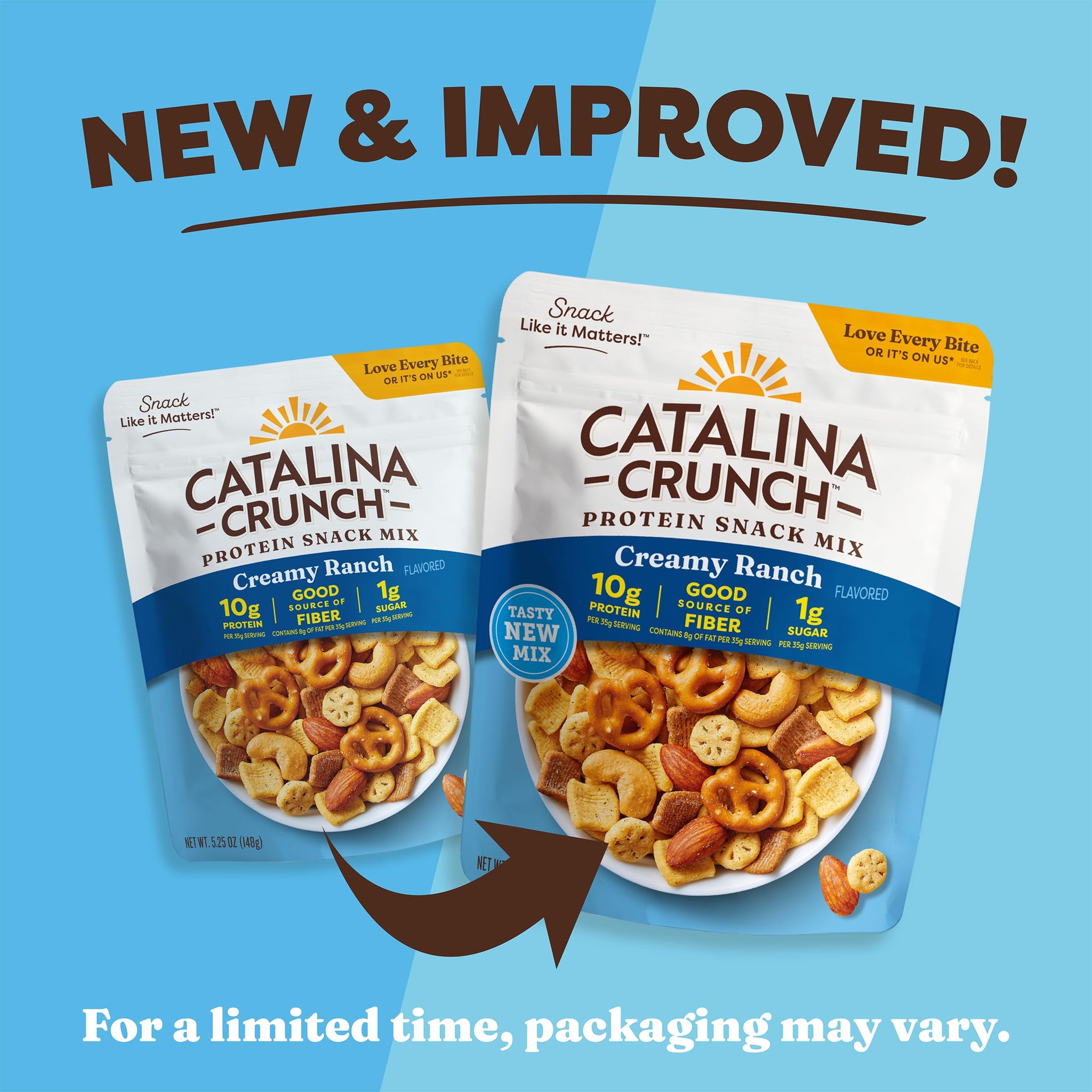 Catalina Crunch Protein Snack Mix - 10g Protein, 1g Sugar per Serving - Good Source of Fiber, Gluten Free - Creamy Ranch, 5.25 Ounce Bag (Pack of 1)