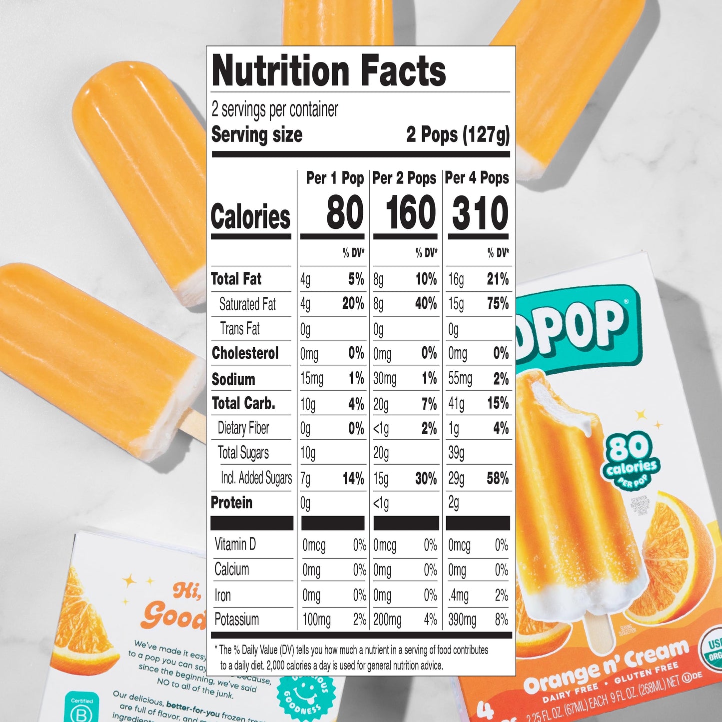Goodpop, Dairy Free Orange and Cream Bars, 4 Count