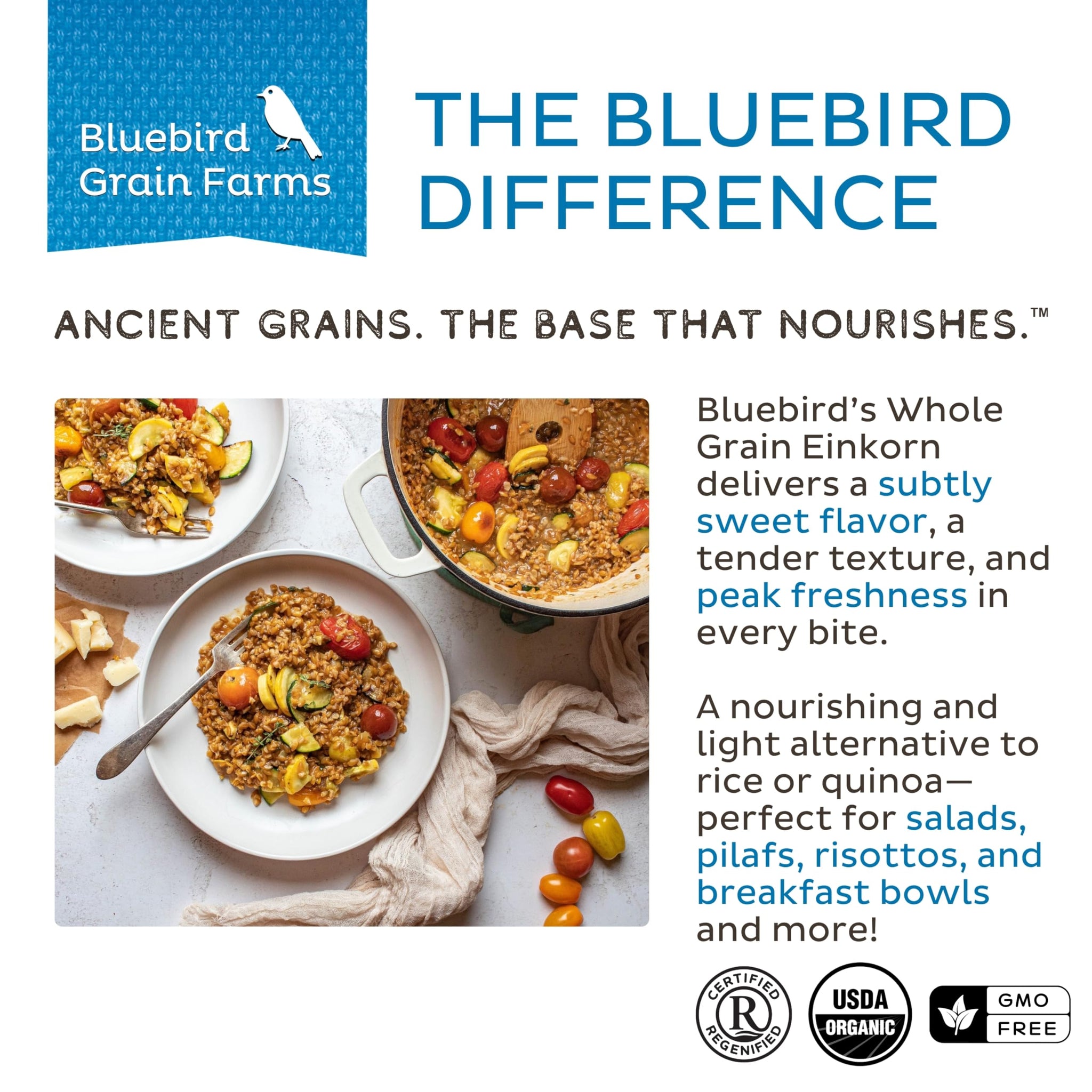 Bluebird Grain Farms Organic Whole Grain Einkorn, 1 Lb.