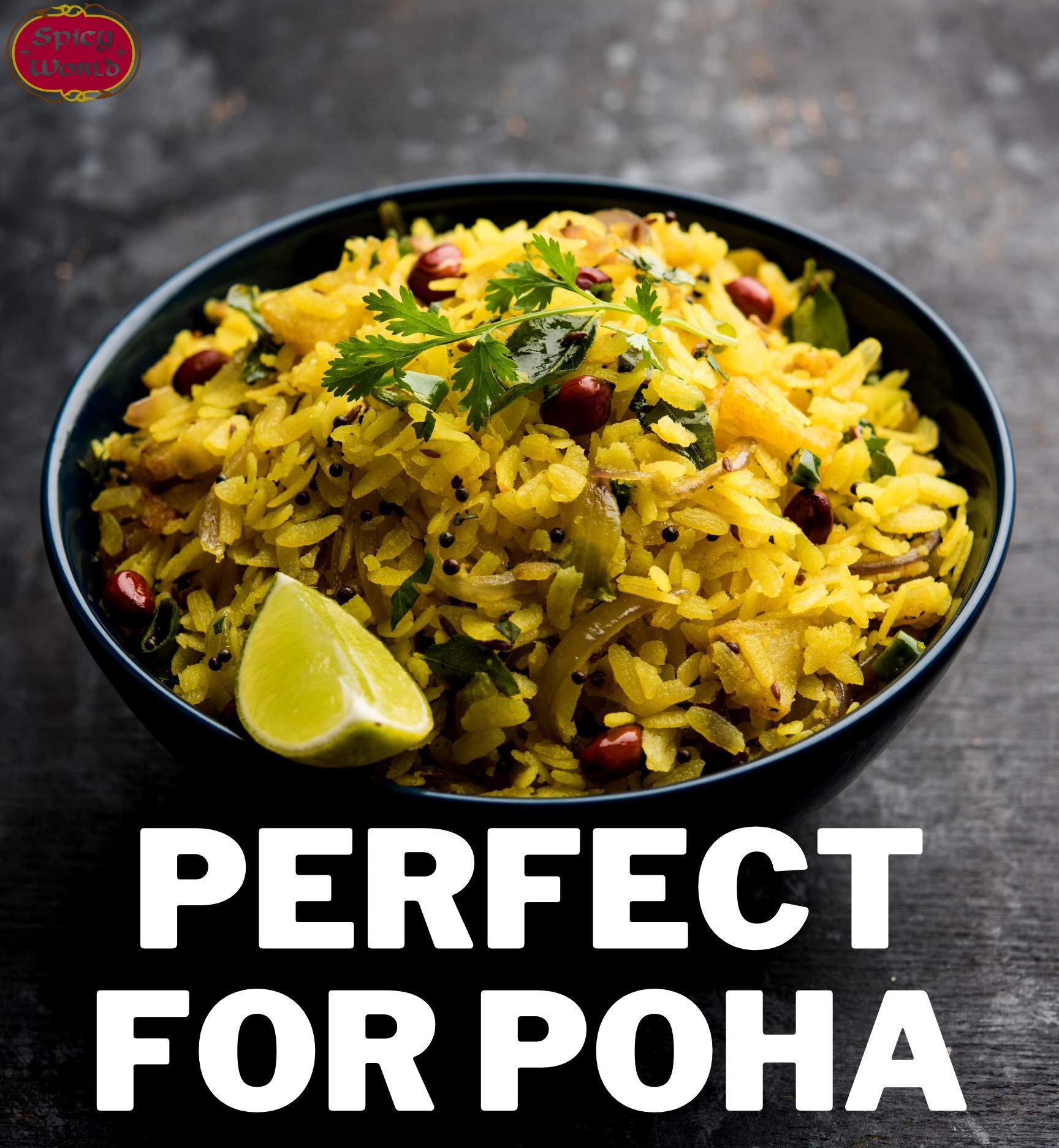 Spicy World Poha (Powa) Thick Medium Cut Flattened Rice - 4 Pound Bulk Bag - LARGE, Vegan, Salt Free, Indian