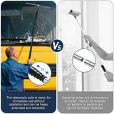 Eahwey 12-51’’ Telescopic Window Squeegee for High Windows, 2-in-1 Window Cleaning Kit with Extra Silicone Blade & Hook, Professional Squeegee