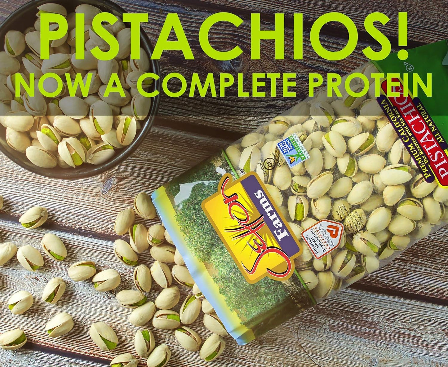 Setton Farms Roasted and Salted Premium California Pistachios 2lb Bag Certified NonGMO Gluten Free Vegan & Kosher, Dry Roasted With Sea Salt, 32 Oz