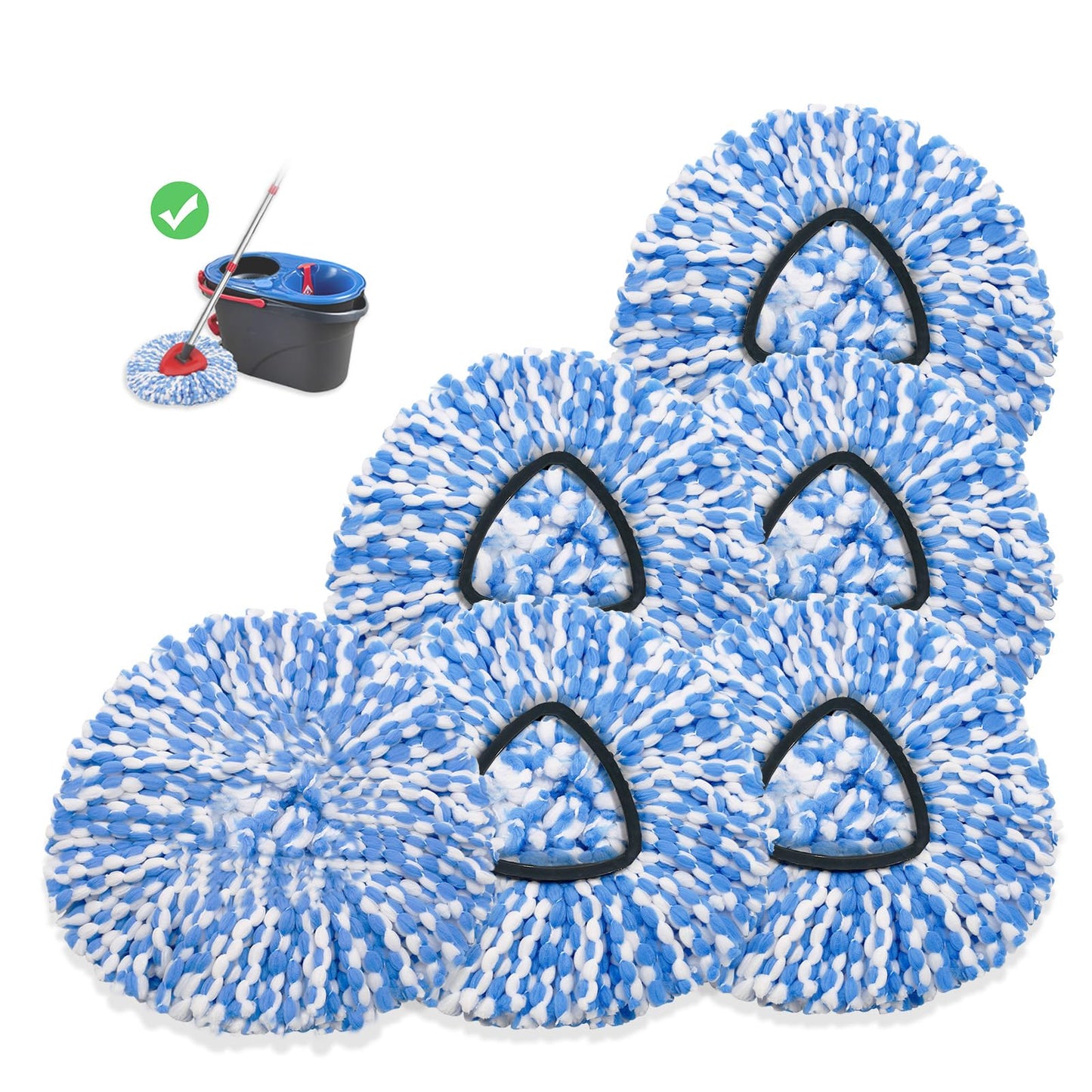 kCarpoly 6 Pack Spin Mop Heads Replacements Compatible for O ceda RinseClean 2 Tank System, Microfiber Mop Refills Head for 4.33in Core,Easy