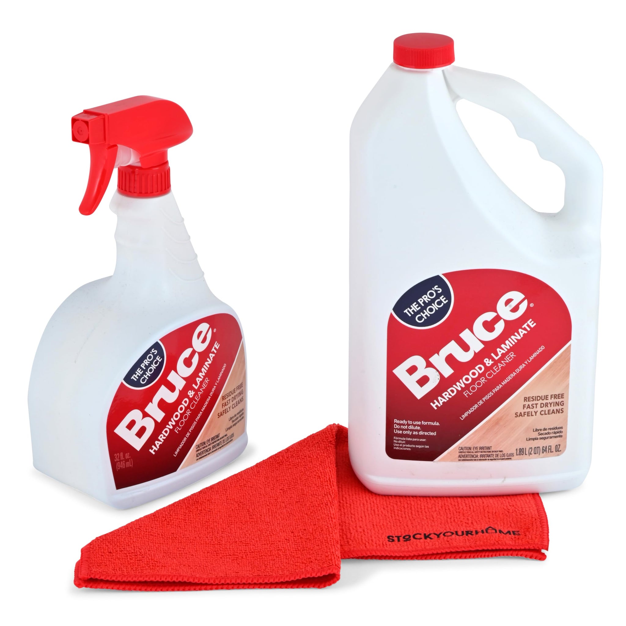 Bruce Hardwood and Laminate Floor Cleaner (2 Pack) Residue Free Floor Cleaner for Mopping, 1 32 oz Spray Bottle and 1 64 oz Refill Bottle