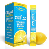 Zipfizz Stevia Energy Drink Powder, Lemonade, 10 Pack - 3-in-1 Sustained Energy, Rapid Hydration & Essential Vitamins - Sugar-Free, Non-Effervescent