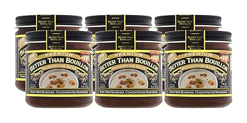 Better Than Bouillon Premium Mushroom Base, Made from Seasoned & Concentrated Mushrooms, Makes 9.5 Quarts of Broth, 38 Servings 8 Ounce (Pack of 6)