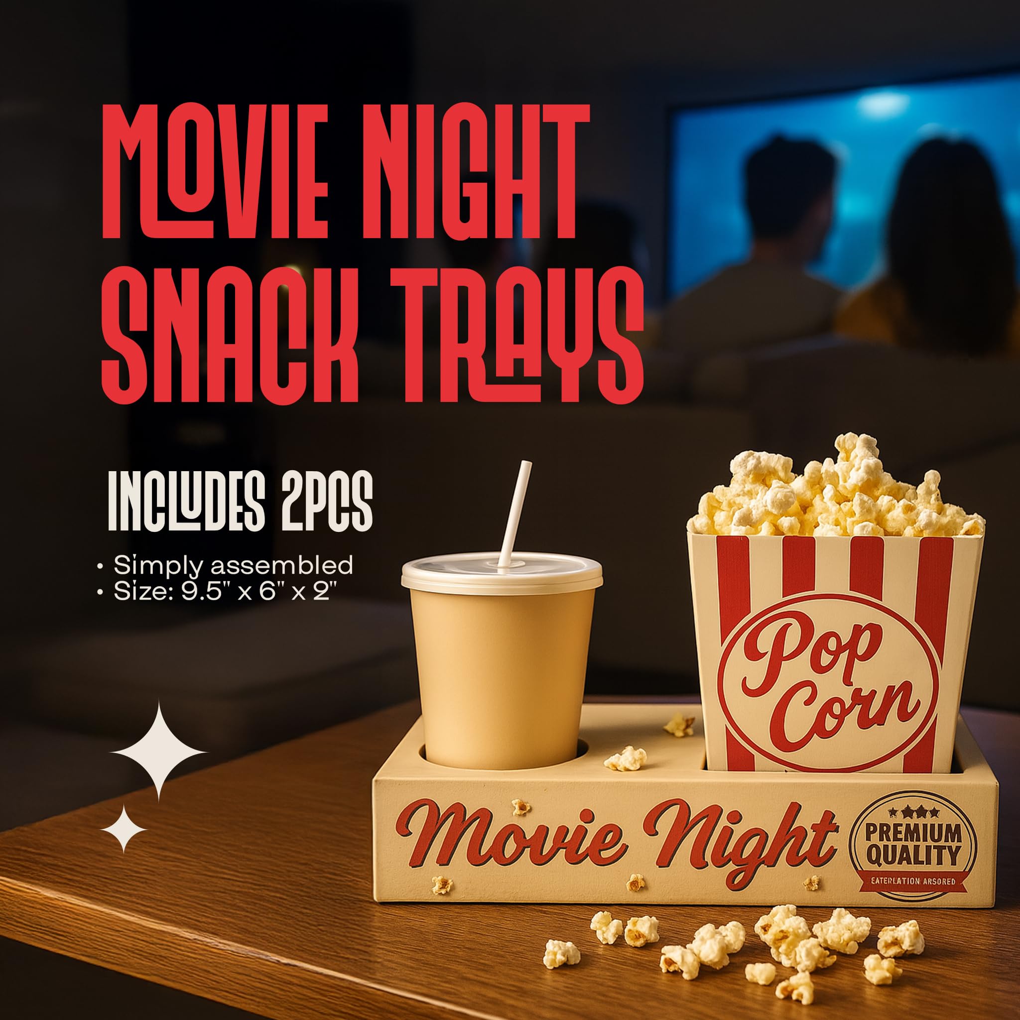 Movie Night Supplies: Candy Variety Pack - Movie Gift Basket Includes Theatre Candy Assortment, Snack Trays, Popcorn Buckets - Date Night Kit