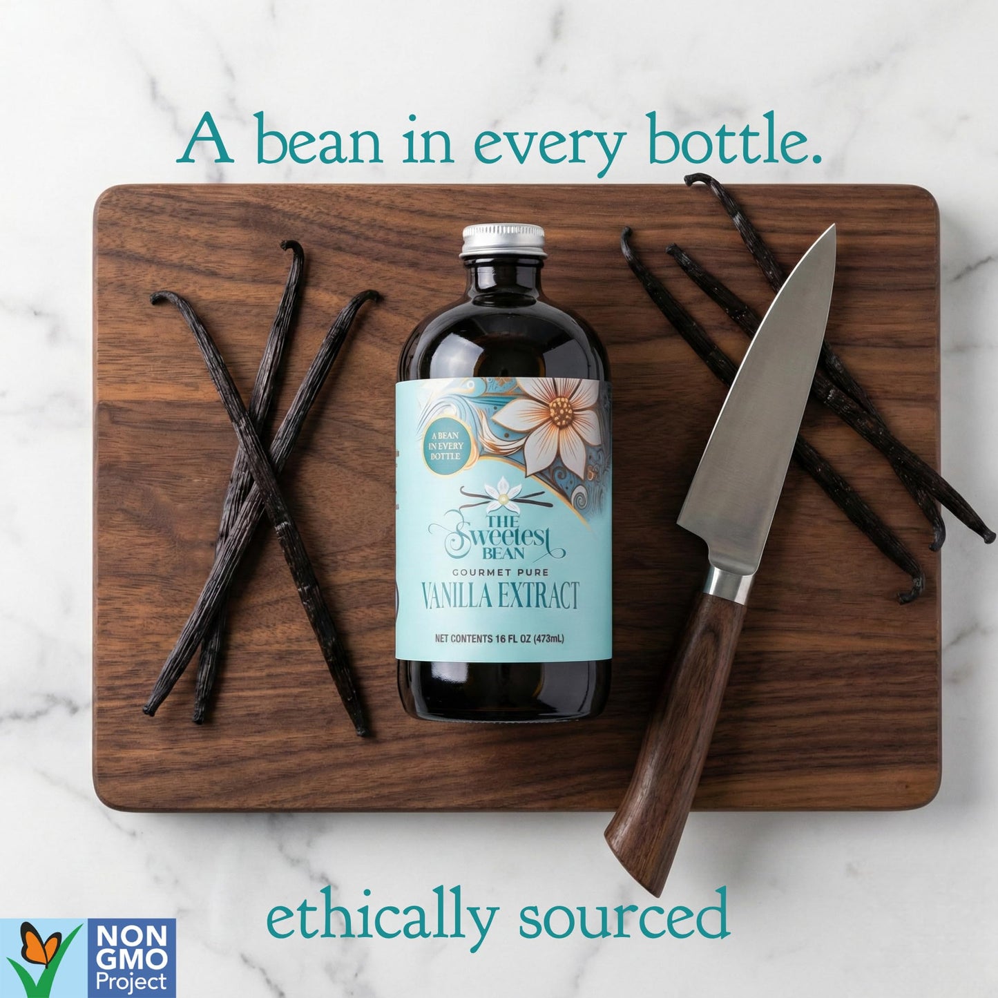 Ugandan Gourmet Pure Vanilla Extract 4 oz - Single-Origin Ugandan Vanilla - Whole Bean Inside - Hand-Crafted, Non-GMO, Gluten-Free, Sugar-Free - The