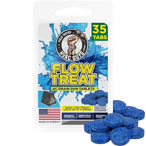 HVAC Guys AC Drain Pan Tablets 35PK | Flow Treat Tablets Prevents Odors, Keeps HVAC Drain Pan Clean, Prevents Overflow | One Tablet Lasts up to 4
