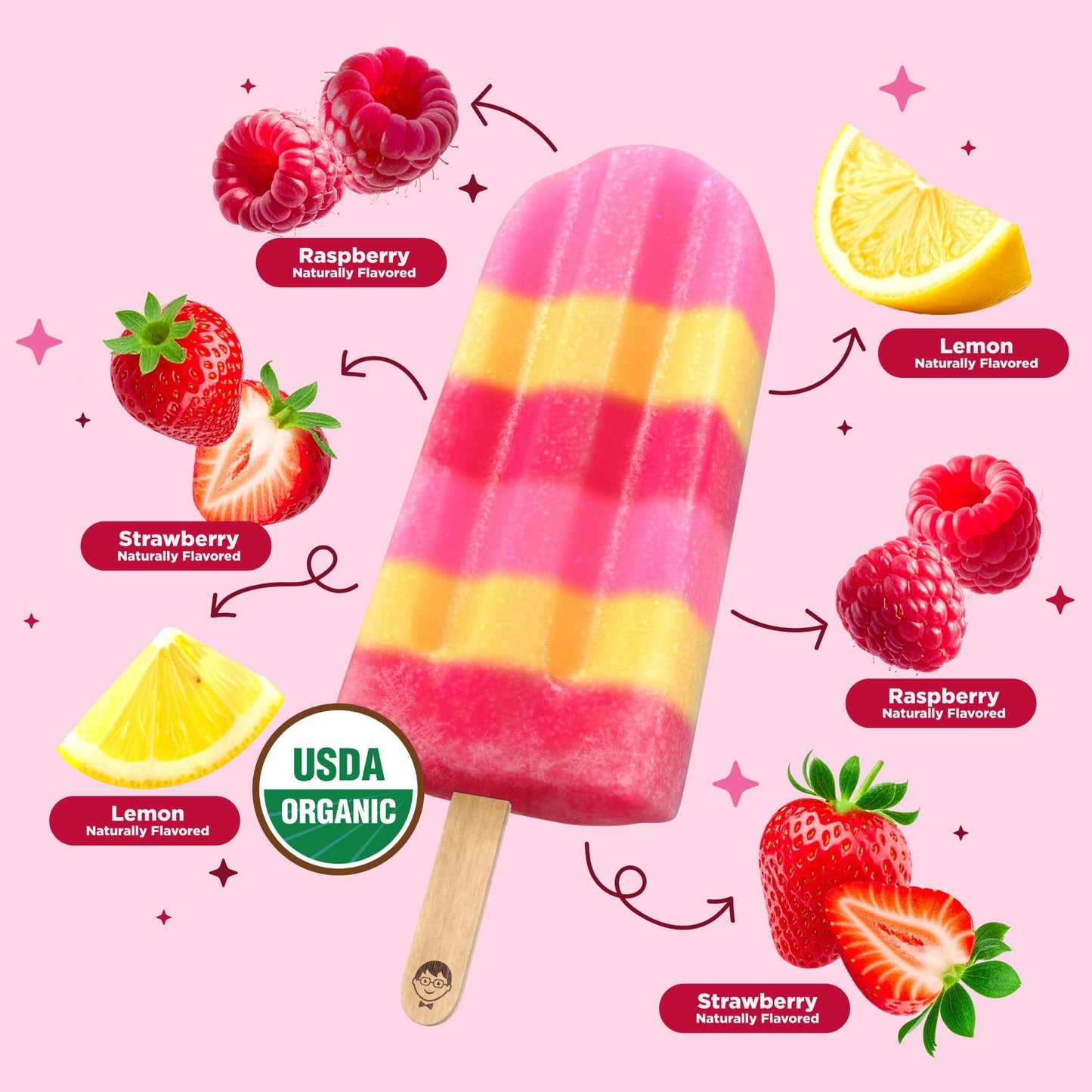 JonnyPops Organic Very Berry Lemonade Frozen Pops 8ct