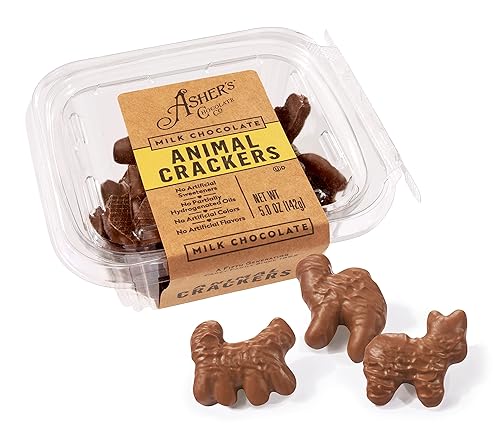 Asher's Chocolates Milk Chocolate Covered Animal Crackers, 5oz, Small Batches, Family Owned Since 1892