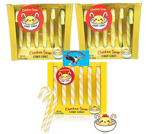 Chicken Noodle Soup Flavored Christmas Candy Canes 18ct - Funny Holiday Gag Gift Candy, Hilarious Novelty Stocking Stuffers, Weird Savory Prank Candy
