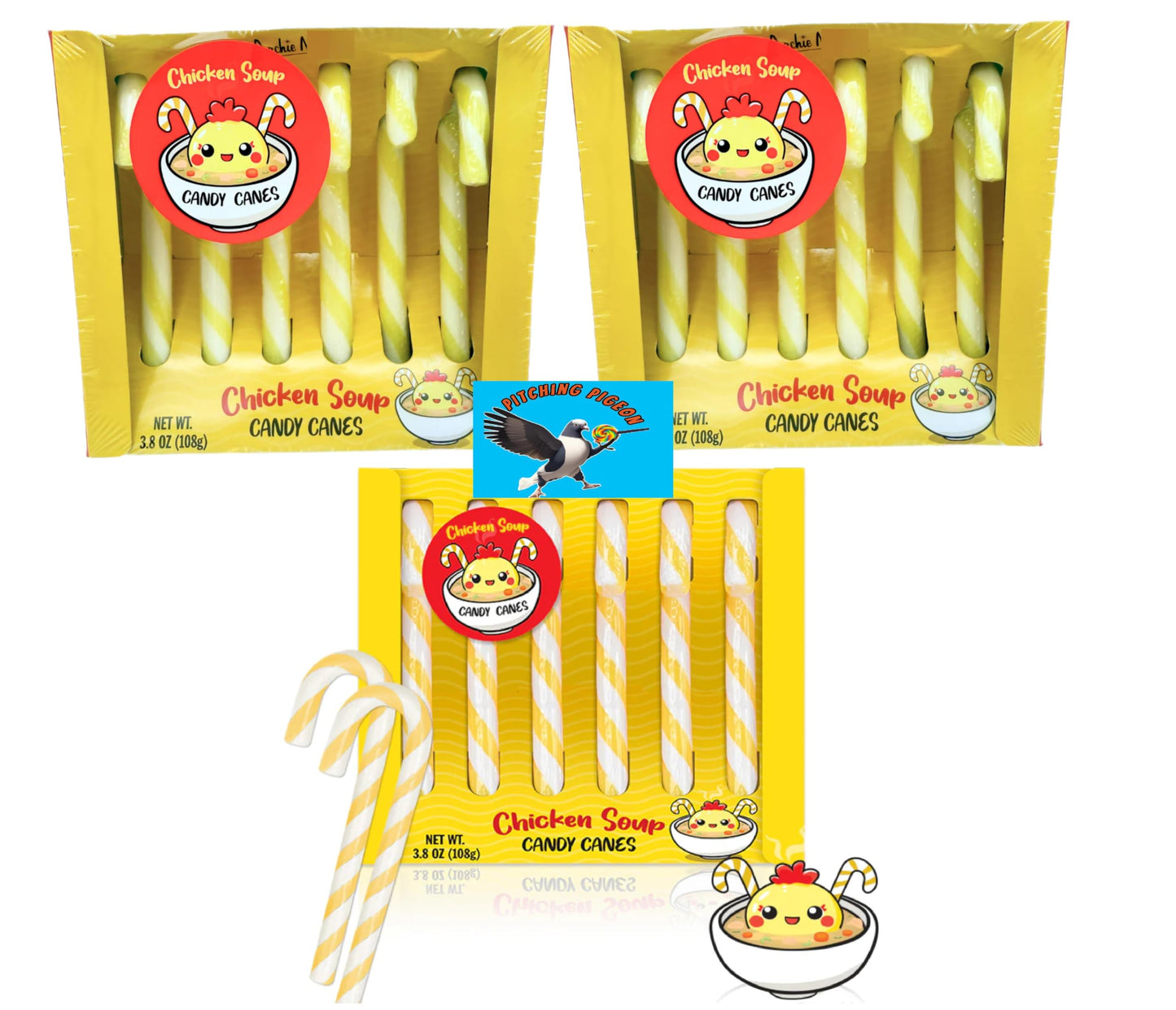 Chicken Noodle Soup Flavored Christmas Candy Canes 18ct - Funny Holiday Gag Gift Candy, Hilarious Novelty Stocking Stuffers, Weird Savory Prank Candy