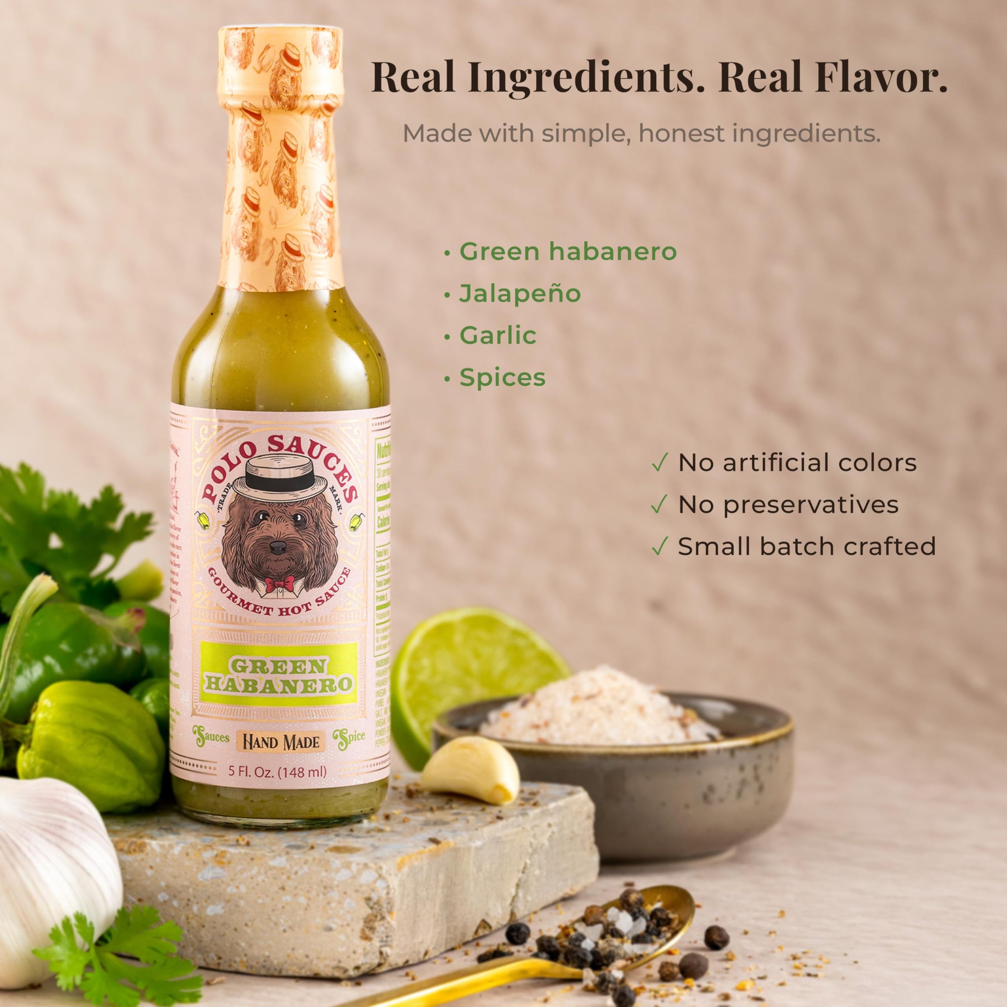 POLO Hot Sauce - Green Habanero Hot Sauce, Fresh Jalapeño & Salsa Verde Style, Small Batch Gourmet Sauce, Handcrafted in Florida, USA - Gluten Free