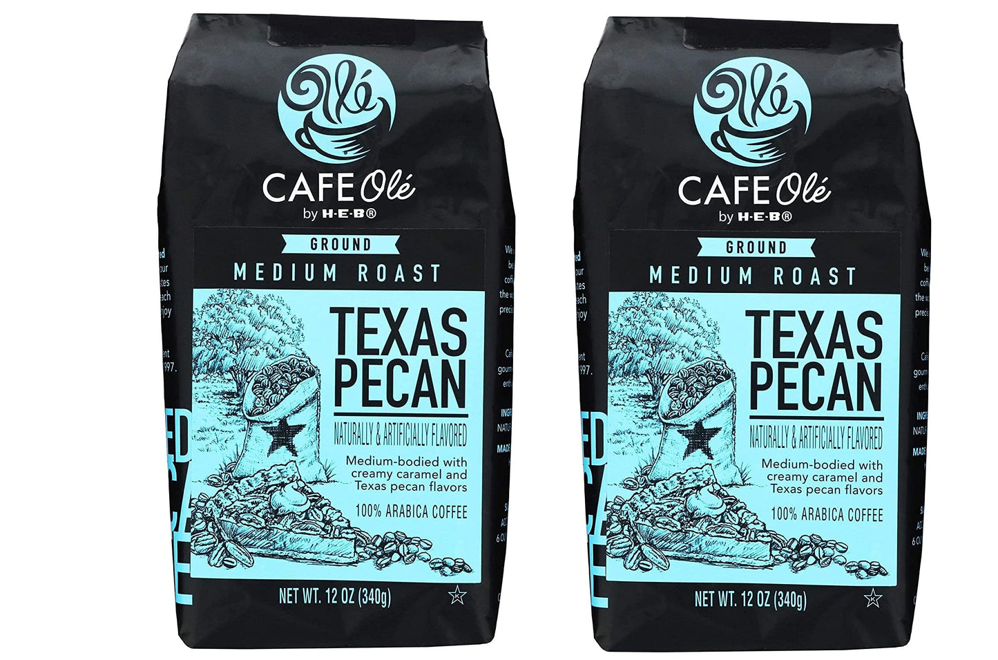 Roasting Plant Cafe Ole Texas Pecan Ground Coffee 12oz pack of 1 (12 Ounce (Pack of 2))