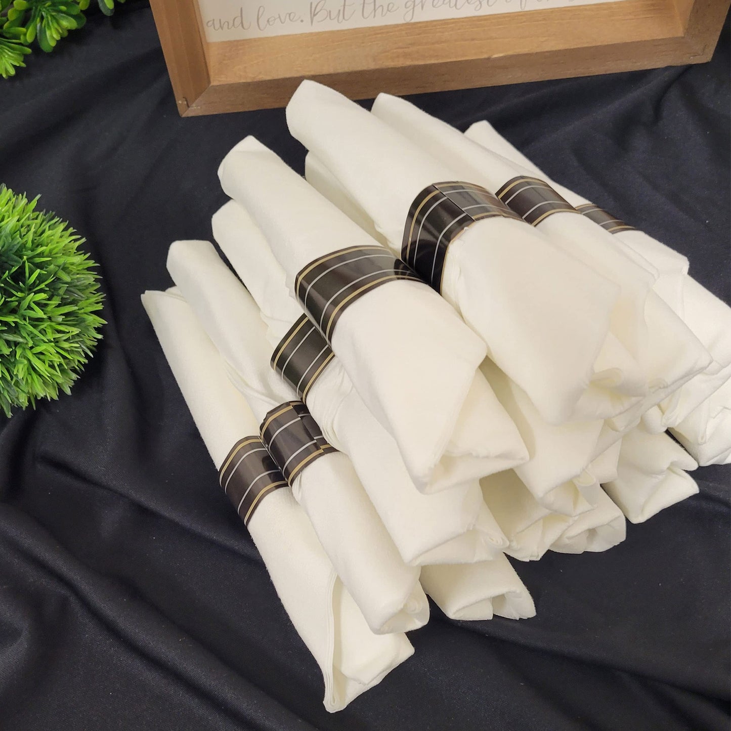 Pre-Rolled Dinner Napkin and Cutlery, Silver/Metallic Plastic (30 Sets)