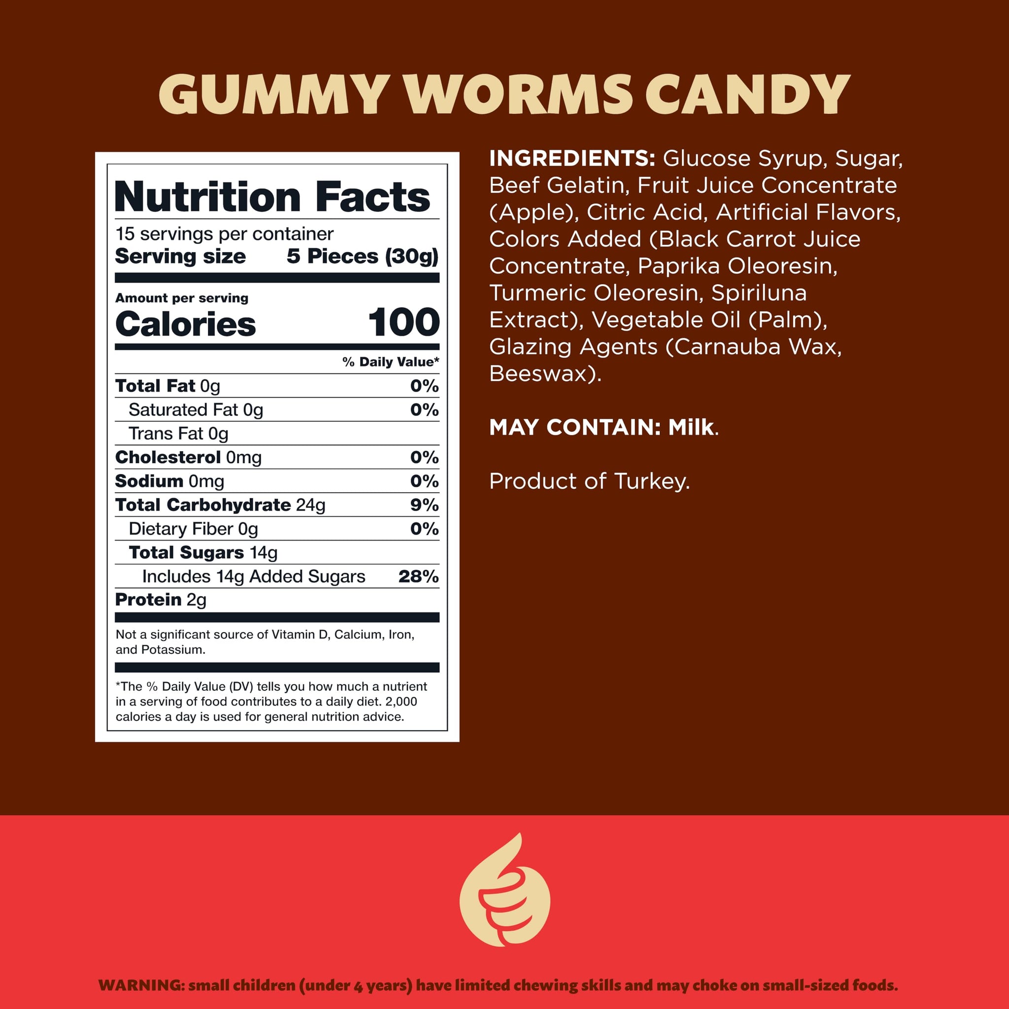 Gummy Worms | 1-Pound Bag | Dye Free Candy | Assorted Fruit Gummies | Classic Gummy Candy for Snacking, Buffets, Gifting, Party Favors, and Goodie