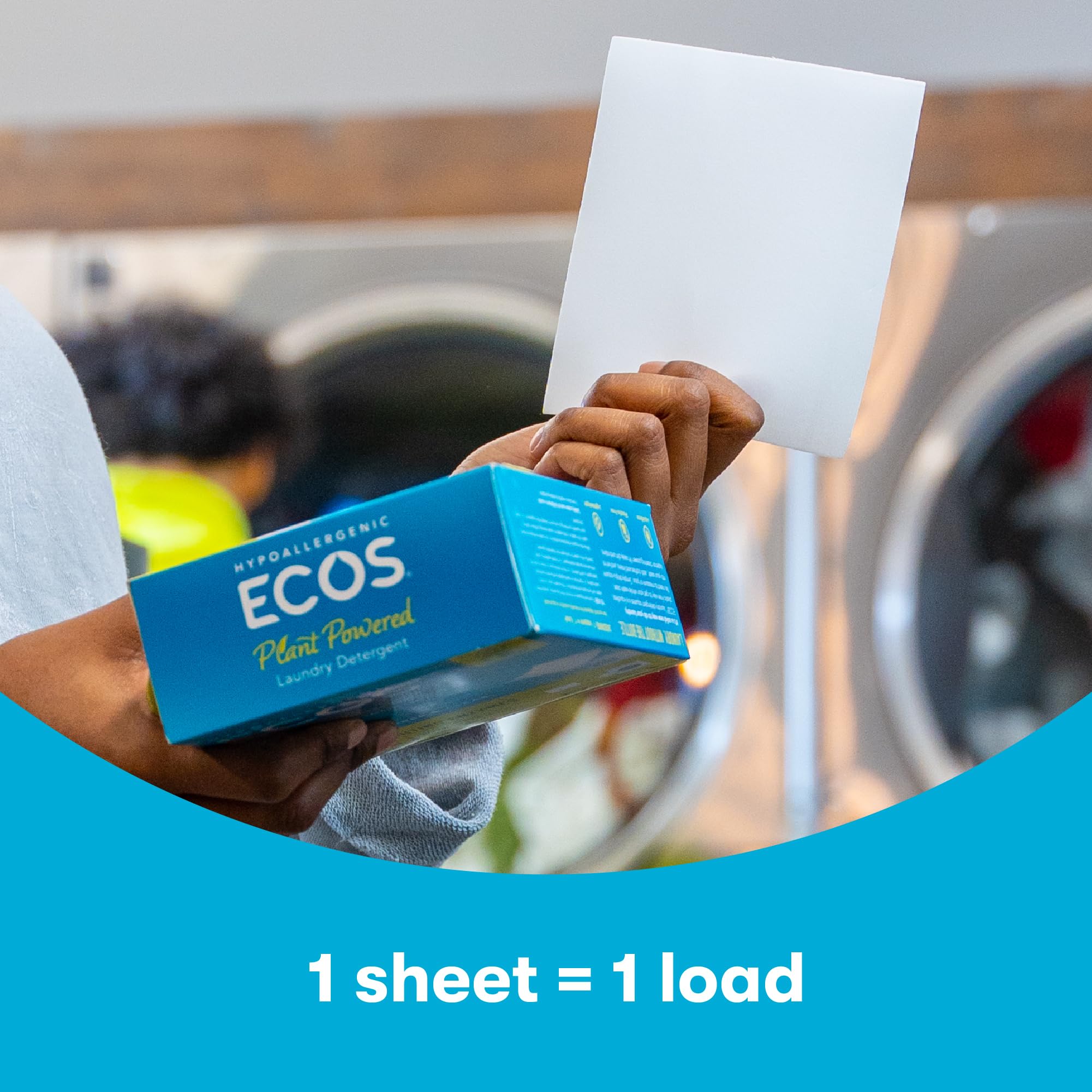 ECOS Laundry Detergent Sheets Vegan, No Plastic Jug, No Mess & Liquid Free - Laundry Sheets in Washer - Hypoallergenic, Plant Powered Laundry