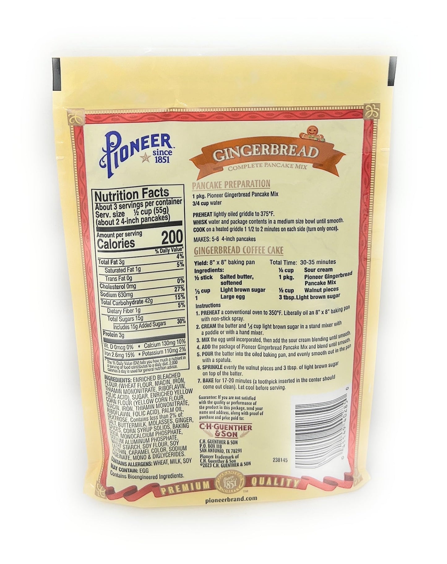 Pioneer Gingerbread Complete Pancake Mix 6oz - pack of 3