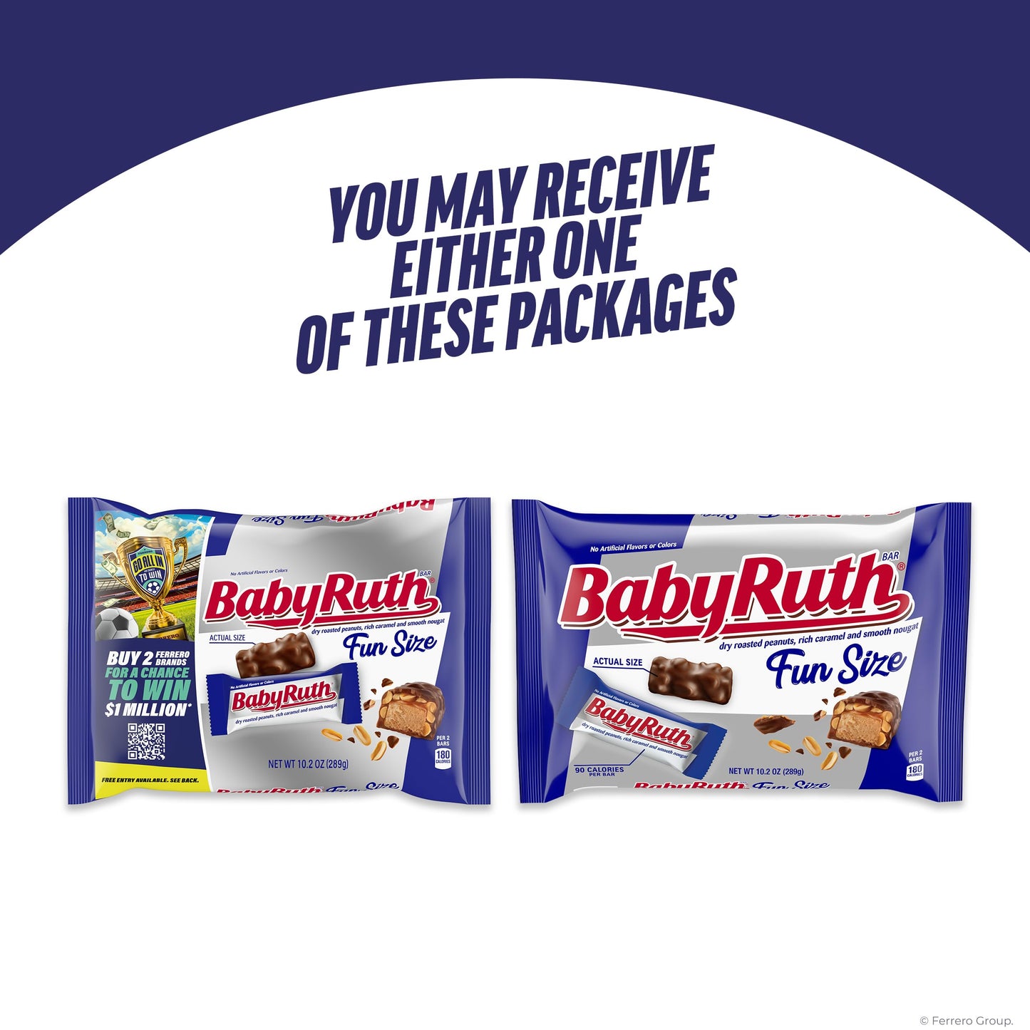Baby Ruth Candy Bars with Chocolatey Caramel, Peanuts, and Nougat, Fun Size Candy Bars in Bag, 10.2 oz