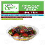 18oz Clear Disposable Salad Bowls with Lids (50 Pack) - Clear Plastic Disposable Salad Containers for Lunch To-Go, Salads, Fruits, Airtight, Leak