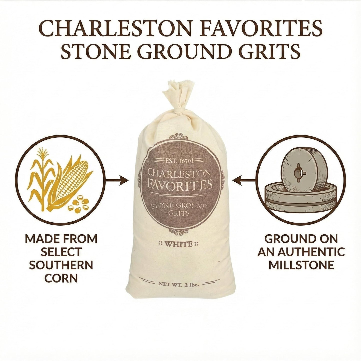 Charleston Favorites Stone Ground Grits - White 2 Lbs