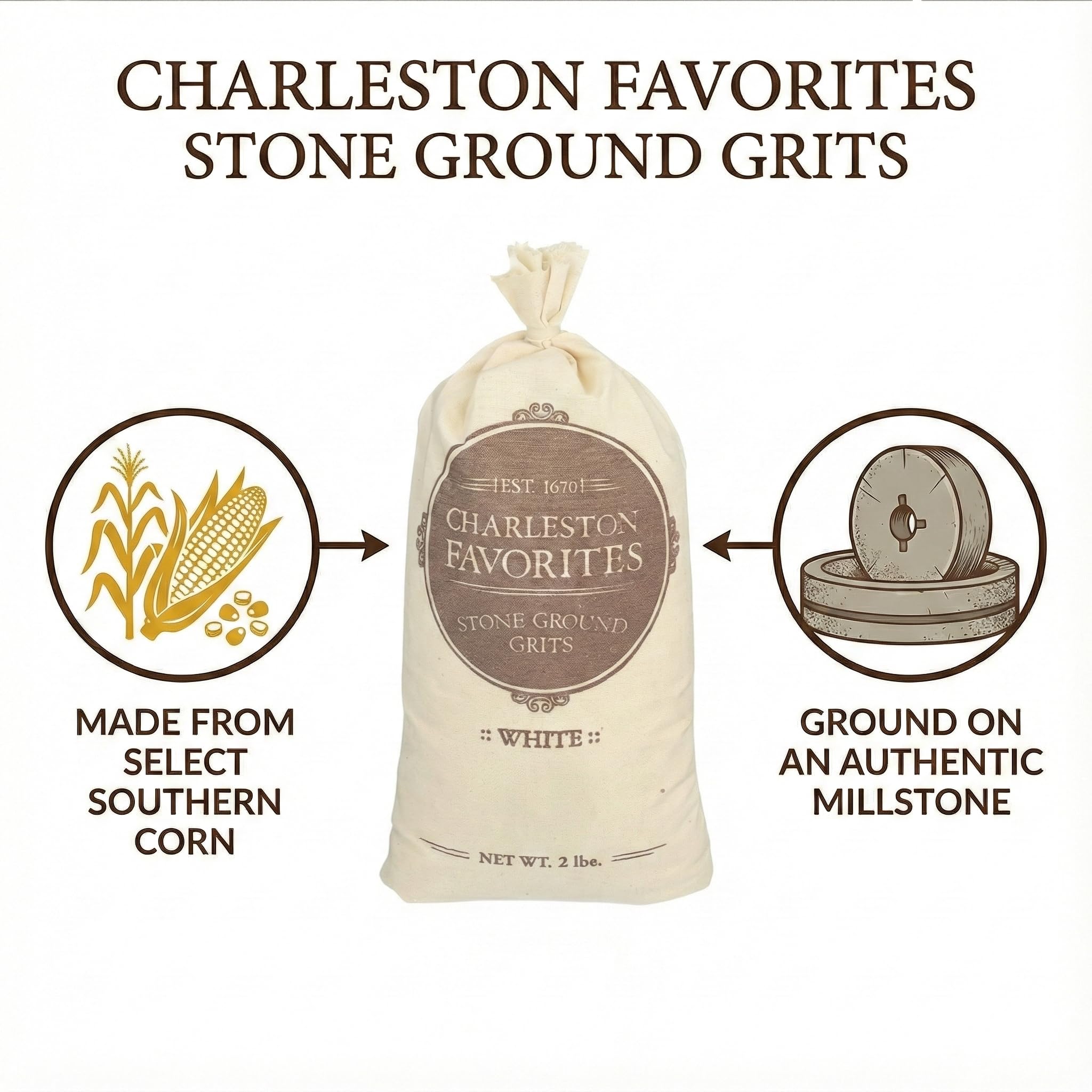 Charleston Favorites Stone Ground Grits - White 2 Lbs