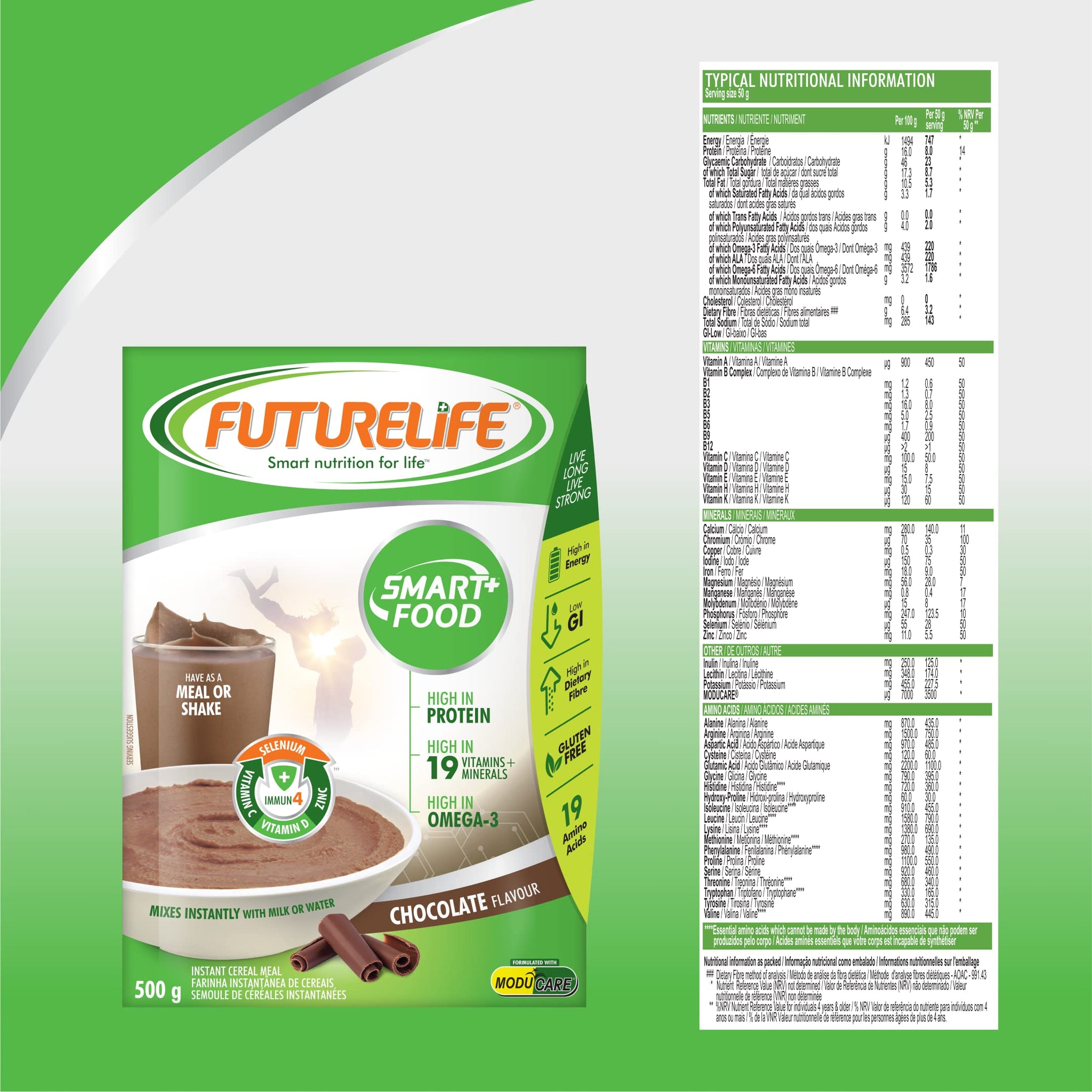 FUTURELIFE Smart Food | 500g/17.6oz | High In Protein | Gluten Free | Keto Friendly | High In Vitamins | High In Minerals | High In Fiber |