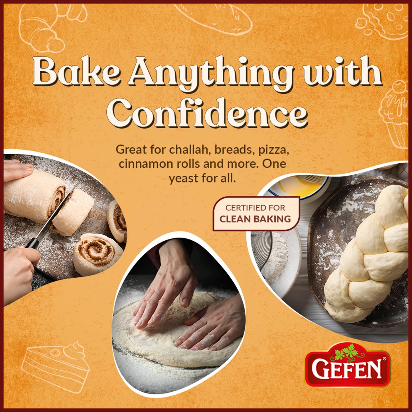 Gefen Instant Natural Dry Yeast, 1 LB Bag, Great for Breads & Challah, Certified Kosher