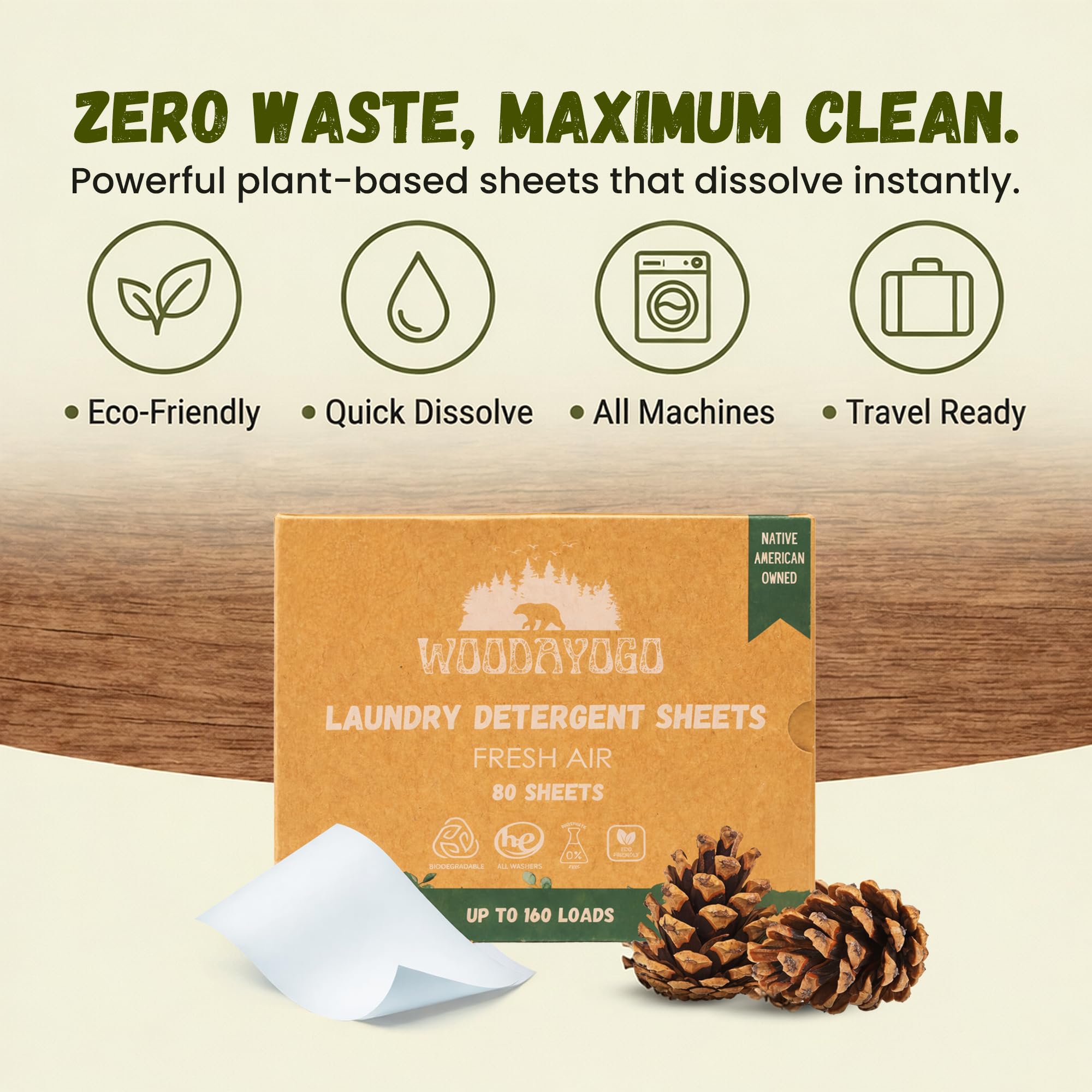 Laundry Detergent Sheets - (Up to 160 Loads, 80 Sheets) Eco-Friendly, Hypoallergenic, Plant-Based Detergent for Sensitive Skin, Recycled Packaging