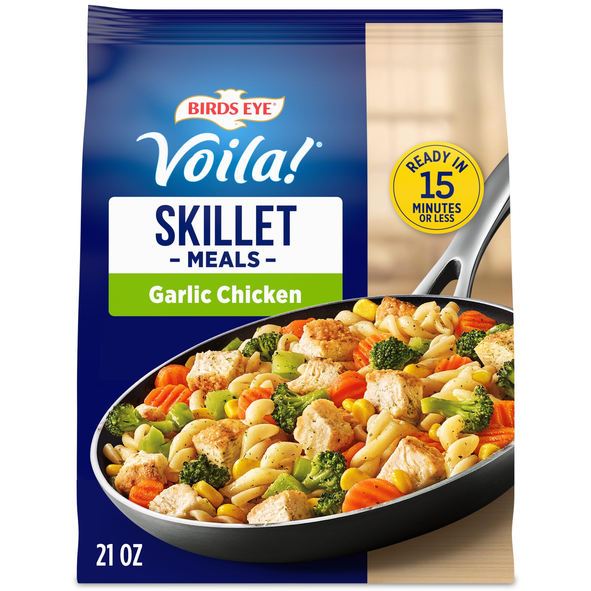 Birds Eye Voila! Garlic Chicken Frozen Dinner, Easy-to-Prepare Frozen Meal for Weeknight Family Meals, 21 OZ Bag