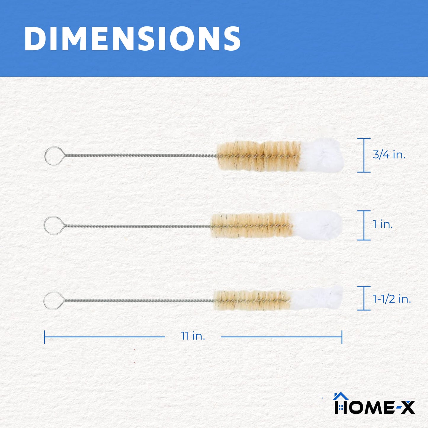 HOME-X Soft-Tip Cleaning Brush Set, Soft Scrub Brush with Long Handle, Handy Crevice-Cleaning Tool, Glassware-Cleaning Brush, Set of 3