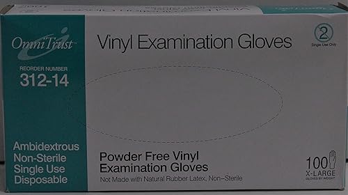 Vinyl Powder Free Exam Gloves Xlarge 100/box