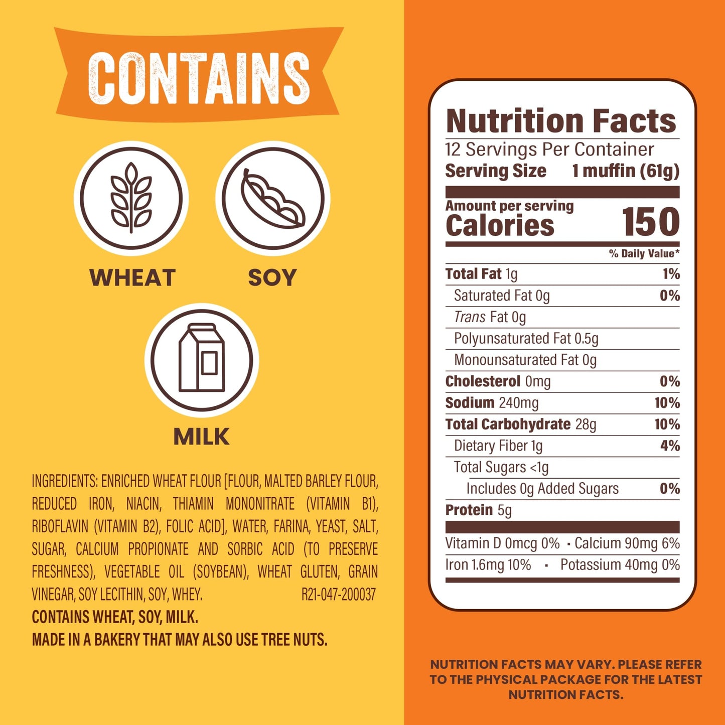 Thomas' Original English Muffins, 12 count, (6 ct each), Plain English Muffins, 26 oz Tray