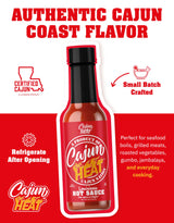 Cajun Nation CAJUN HEAT Louisiana Hot Sauce 5oz - Bold Flavor with No MSG - Authentic Louisiana Style Heat from the Cajun Coast - Low Sodium Bottle