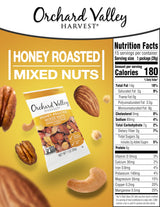 Orchard Valley Harvest Honey Roasted Mixed Nuts, 1 Ounce Bags (Pack of 15), Almonds, Peanuts, Pecans, and Cashews, Gluten Free, Non-GMO, No Artificial