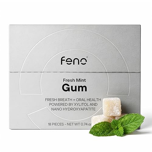Feno Remineralizing Gum - Sugar Free Xylitol Gum with Nano Hydroxyapatite, Spearmint Dental Chewing Gum, Organic Tree Sap Base, Fresh Breath and Daily