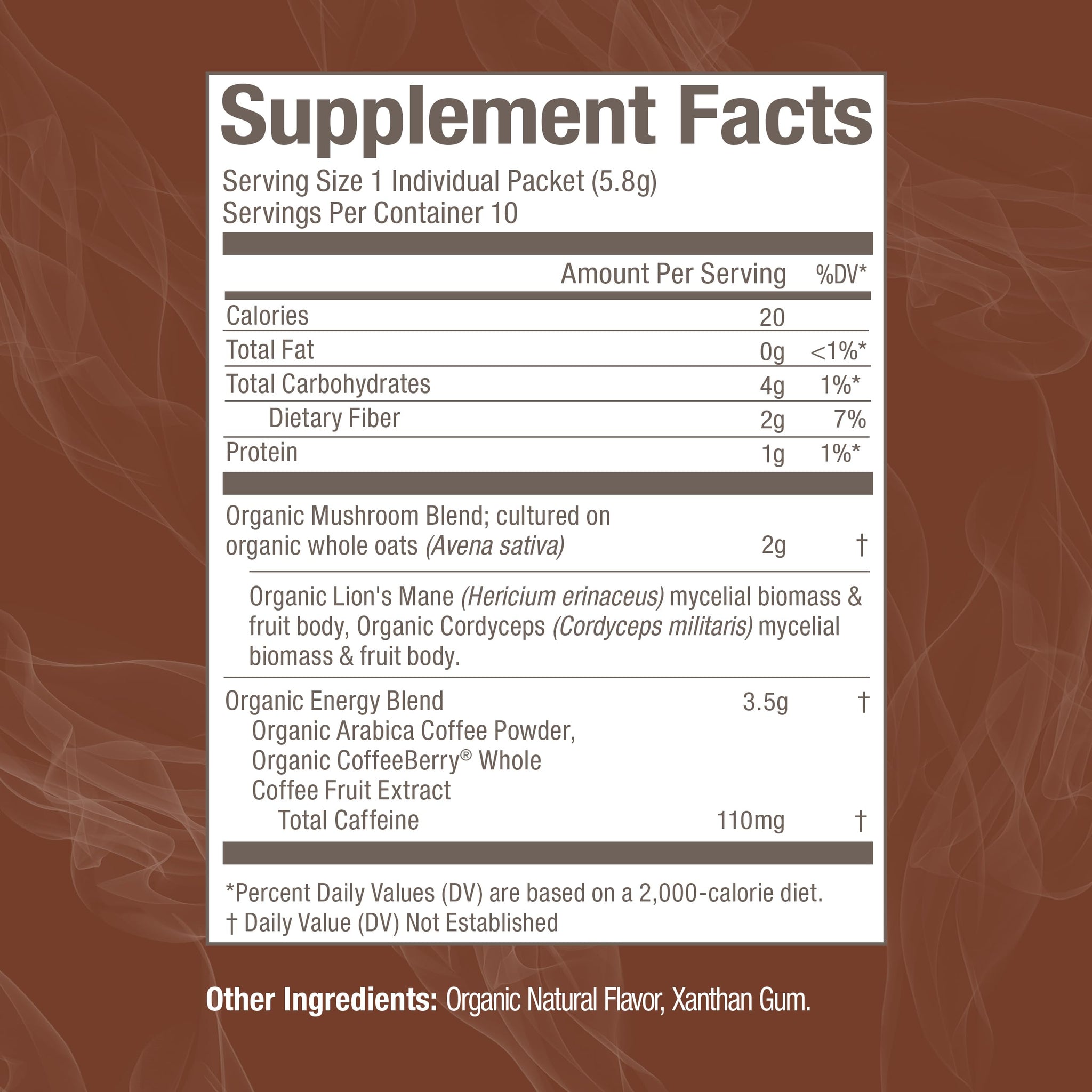 OM MUSHROOM SUPERFOOD Instant Coffe - Organic Arabica with Lion’s Mane, Cordyceps, Reishi, Turkey Tail & Ginkgo Biloba - Supports Energy, Focus