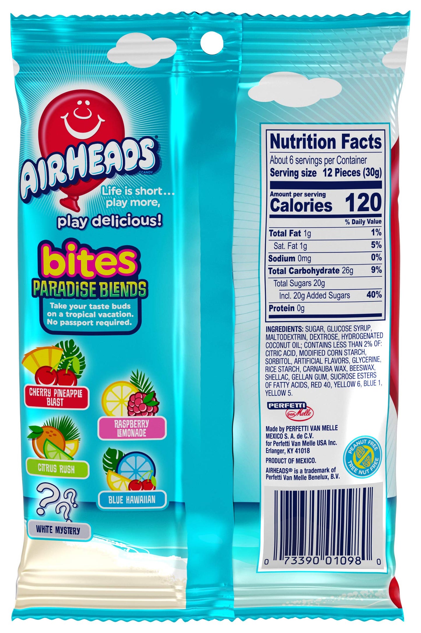 Airheads Candy, Bites, Paradise Blends Flavor, Non Melting, Party, 6 Ounce (Pack of 12)