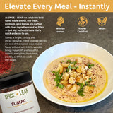Premium Ground Sumac Spice by SPICE + LEAF - Vegan Kosher Preservative Free Red Middle Eastern Ground Herb, 3.5 oz.