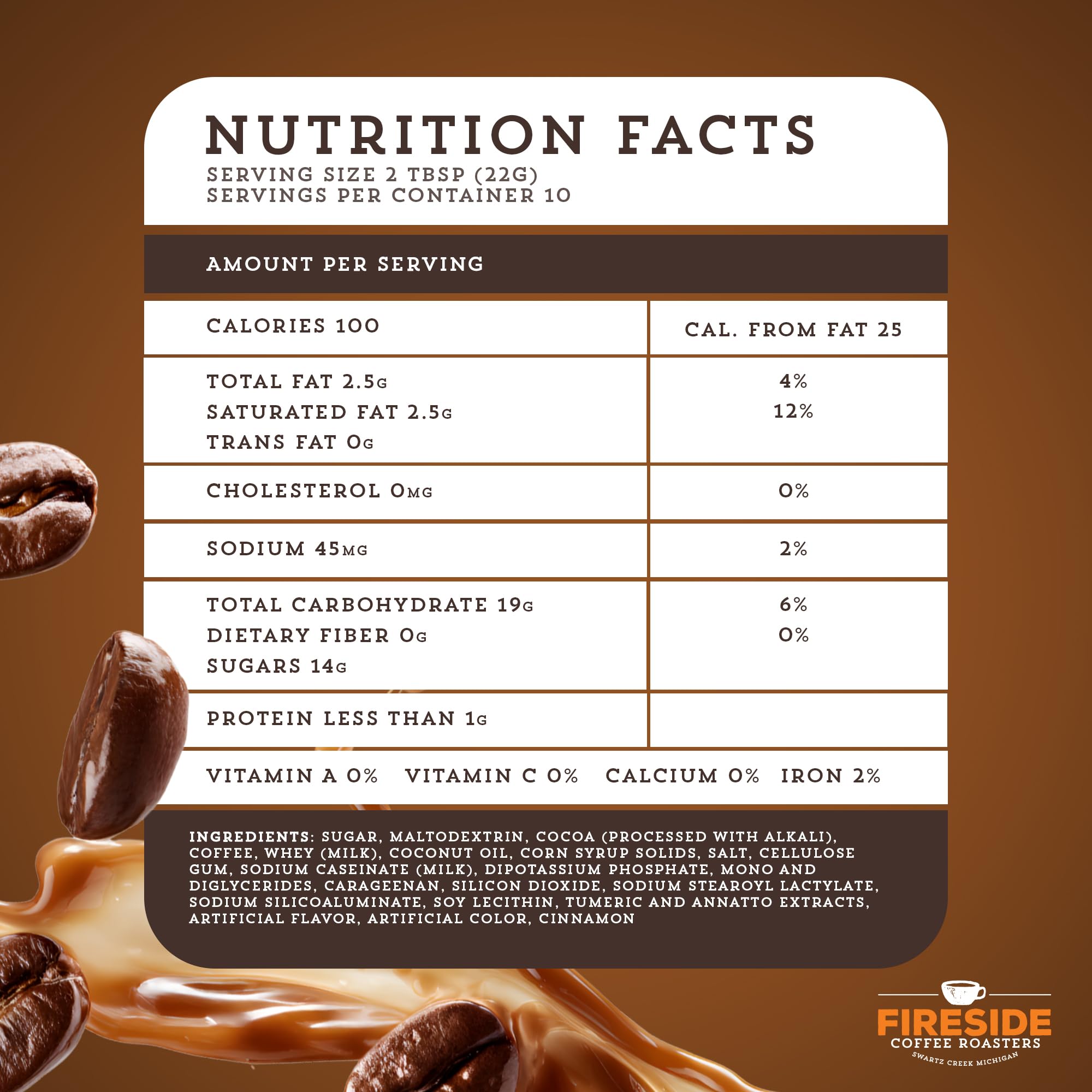 Fireside Coffee Cinnamon Chocolate Cafe Mocha - Instant Coffee Chocolate Blend - Premium Caffeinated Drink Mix for Hot, Iced, Milkshake, and Mocha