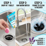 EEMANI Garbage Disposal Cleaner Tablets 24 Pack - 20g Large Foaming Lavender Scent, Sink & Drain Freshener for Kitchen, Deep Cleaning - 1 Year Supply